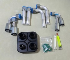 A/C & Heater Hose Firewall Bulkhead & Fitting Kit 4 Port Black for Std Hoses picture
