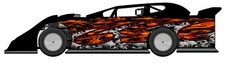 RACE CAR WRAP, Skull Flames,Graphics, Decals, IMCA Late Model Dirt # 50 picture