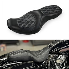 1997-2007 For Harley Road King Models White Diamond Style Front Rear Seat picture