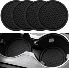 Elegant Black Car Cup Coasters - 4Pcs Non-Slip Silicone Holders for Interiors picture