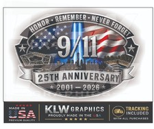 9/11 25th Anniversary Memorial Decal Never Forget USA New York Twin Towers picture