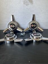 (4) 3 BAR SPINNERS BOLT STUD MOUNT KNOCKOFF CENTER CAPS,BLACK FLAGS picture