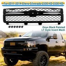 For 2011-14 Silverado 2500HD 3500HD LT Style Onyx Black Front Upper Grille Mesh picture