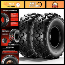 Set of 2 ATV Tires 21x7-8, 6 Ply Tubeless, Durable Knobby Tread for Off-Road Use picture