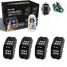 SUNPIE 4 Pods Upgraded 210 Degrees Wide Angle RGBW Rock Lights 4Pcs, Black  picture