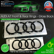 Audi A7 Rings Front Grill Rear Curve Trunk Emblem S7 RS7 Gloss Black Logo OE Set picture