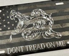 Engraved US Flag Gadsden DONT TREAD ON ME Car Tag Diamond Etched License Plate picture
