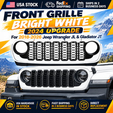 Front Grille Bright White 2024 Upgrade For 18-26 Jeep Wrangler JL Gladiator JT picture