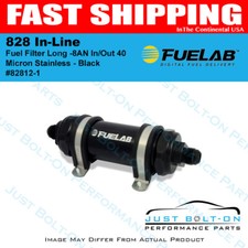 Fuelab 828 In-Line Fuel Filter Long -8AN In/Out 40 Micron Stainless - Black picture