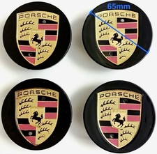 65mm Macan Center Caps Concave Gloss Black Color Crest (Set Of 4) picture