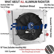 Aluminum 4-Rows Radiator+Shroud Fan For 1966-1977 1975 Ford Early Bronco 5.0L V8 picture