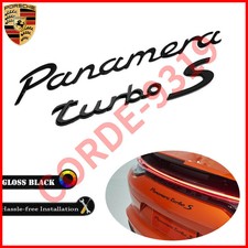 2PC Gloss Black For Porsche Panamera Turbo S Rear Badge Emblem Set Look Deck lid picture