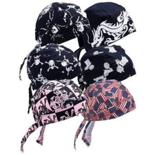 6pc Skull Caps Sweat Do Rag Head Wrap Dew Bandana 100% Cotton Motorcycle Biker picture