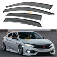 For 2016-2021 Honda Civic Sedan Black Trim Smoked Tinted Window Visor Rain Guard picture