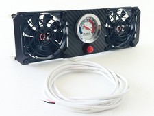 Dual RV Fridge Evaporator Fin Cooling Fan Thermometer Whisper Quiet Carbon Fiber picture