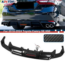Rear Bumper Diffuser for 2018-2024 Toyota Camry SE XSE Carbon Fiber W/ Led Light picture