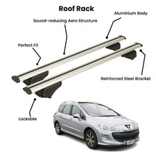 2 Pcs Silver Cross Bars for  PEUGEOT 308 SW 2008-2014 picture