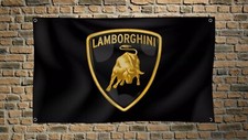 Lamborghini 3x5 FT Flag Car Racing Black Banner for Garage Man Cave Wall Decore picture