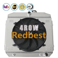 Alu Radiator 4 Row Shroud Fan For 1955-1957 1956 Chevy Block V8 Bel Air 150 210 picture