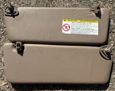 00-04 Toyota Tundra Driver & Passenger Sun Visors Brown/Oak Leather OEM Factory picture