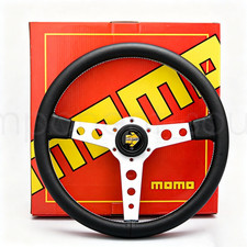 MOMO Prototipo Steering Wheel Heritage Silver Genuine Leather 350mm Brand New picture