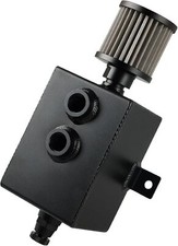 New 2L Oil Catch Can Tank 10AN w/Breather Drain Tap Baffled Reservoir Tank Black picture