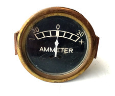 Antique Vintage Brass Ammeter Gauge 30-0-30 Antique Auto Truck Tractor Hot Rod picture
