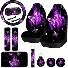 10 Pcs Car Seat Covers Set for Women - Butterfly Design, Steering Wheel Cover & picture