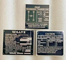 Fit For Jeeps Willys Ford CJ2A CJ3A CJ3 Aluminum Black Dash Data Plate Set Of 3 picture