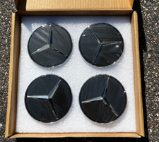 NEW (4X) 75mm Floating Wheel Center Caps for Mercedes BLACK AMG C63 C300 E63 CLA picture