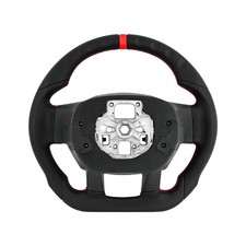 Perforated Leather Steering Wheel For 17-22 Ford F250 F350 D-Shape Red Stitching picture