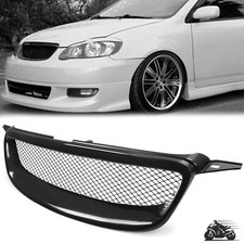 For Toyota Corolla 03-07 Glossy Black Metal Mesh Front Bumper Hood Grill Grille picture
