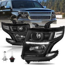Black Headlights Projector For 2015-2020 Chevy Tahoe Suburban Headlamp w/LED DRL picture