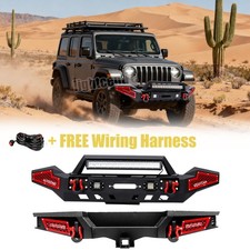 Aaiwa For 2018-2025 Jeep Wrangler JL Front Rear Bumper with Aluminum Lights kit picture