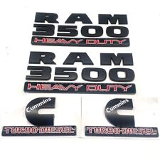 4PCS SET Matte Black Emblem Badges For RAM 3500 HEAVY DUTY Cummins Turbo Diesel picture