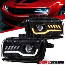 Black Fit 2010-2013 Chevy Camaro Switchback LED DRL Projector Headlights Lamps picture