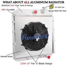FOR 1955-59 GMC Truck 4.4L/5.2L/5.3L/5.7/6.1L Aluminum 4 Row Radiator+Shroud Fan picture