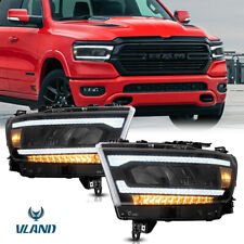 Pair Full LED Headlights Sequential Indicator For 2019 2020 2021 Dodge Ram 1500 picture