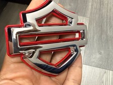 Harley Davidson CVO Emblems, Red and Chrome Metal sized for Gas Tank picture