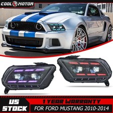 2x RGB LED Headlights For 2010-2014 Ford Mustang Front Lamps Startup Animation picture