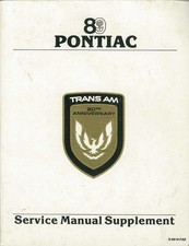 1989 Pontiac Trans Am 20th Anniversary Service Shop Repair Manual Supplement OEM picture