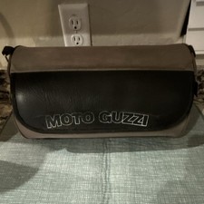 Moto Guzzi Leather Motorcycle Bag Black Brown Saddle Bag picture
