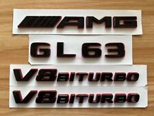 Black RED GL63 AMG V8 BITURBO Emblem Badge Sticker Set For Mercedes Benz picture