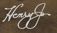 Kaiser Henry J Script Emblem Hood/Dash - Precision Plastic Chrome 1 Piece picture