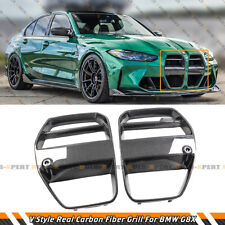 REAL CARBON FIBER V STYLE NOSE GRILL GRILLE FOR 2021-2024 BMW M3 G80 M4 G82 G83 picture