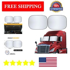 Universal Fit Semi Truck Sun Shade - Black & Silver, Blocks UV & Heat 40