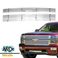 Polished Grill Fits 2014-2015 Chevy Silverado 1500 Upper Billet Grille 14 15 picture