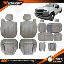 For 1999-2002 Chevy Silverado Tahoe Suburban Full Set Leather Seat Covers Gray picture