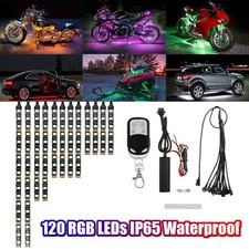 12Pcs Waterproof RGB LED Strip Lights Remote Lamps for Motorcycle ATV Truck Van picture