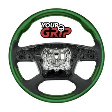 YourGrip Wood Steering Wheel for 2018-2026 Freightliner Cascadia - Emerald Green picture